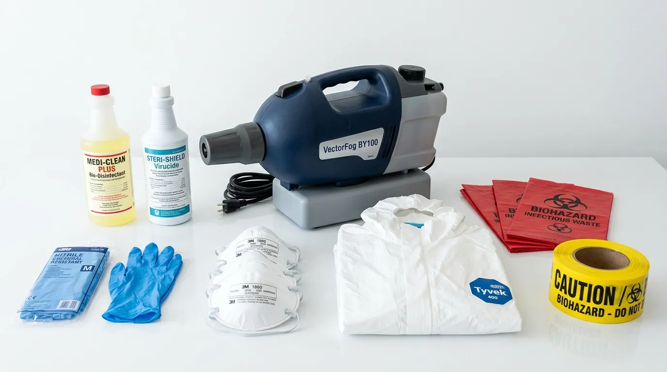 Professional biohazard remediation crew working in Kirtland