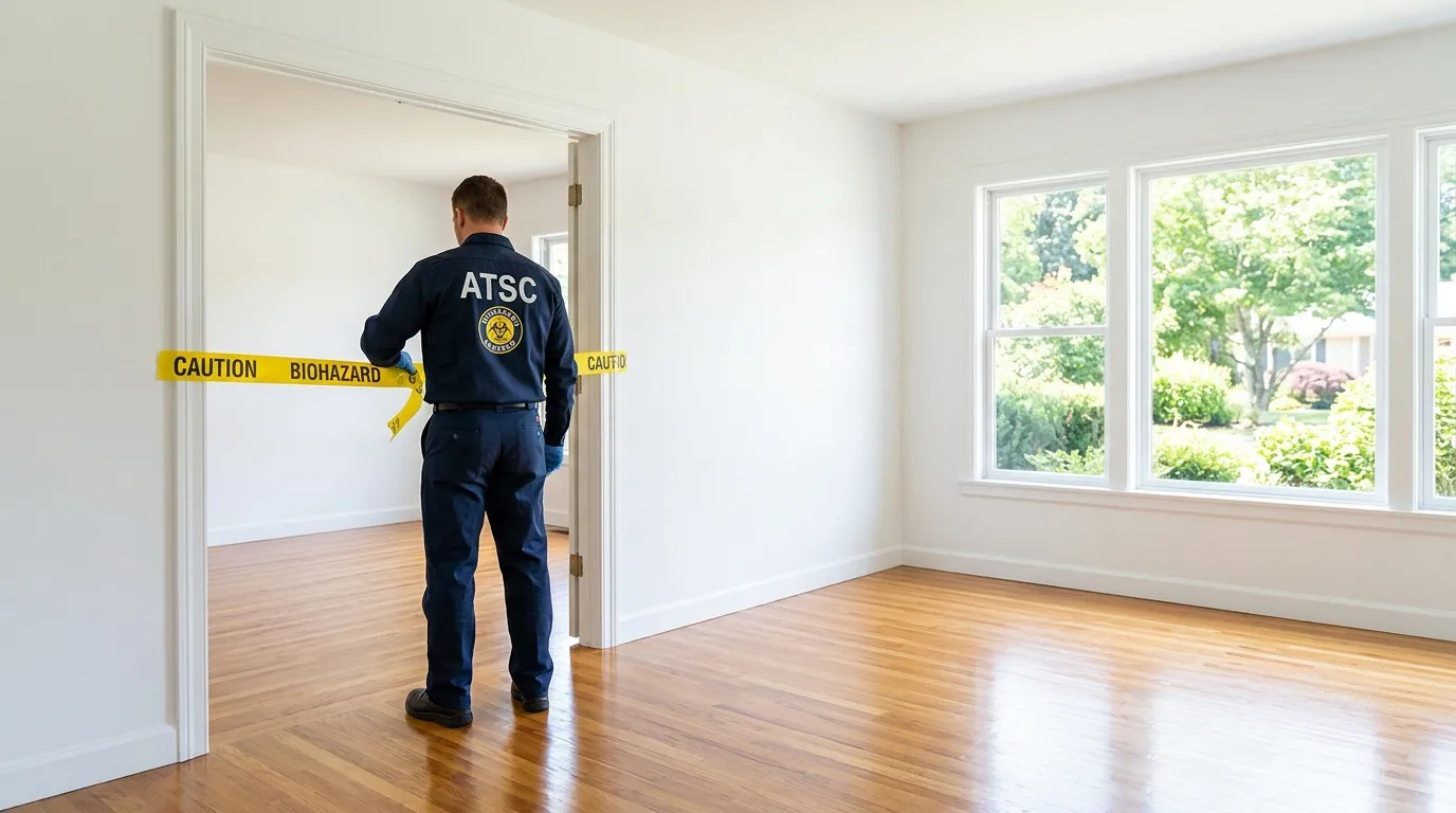 Certified biohazard cleanup crew performing Trauma Scene Cleanup in Kirtland